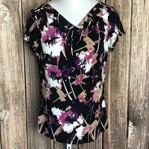 east5th Black & Floral Shirt Blouse ~ Sz M